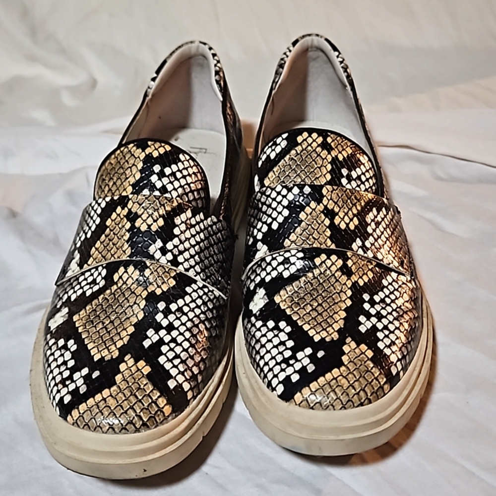 Franco Sarto Leather Animal Print Slip on Shoes